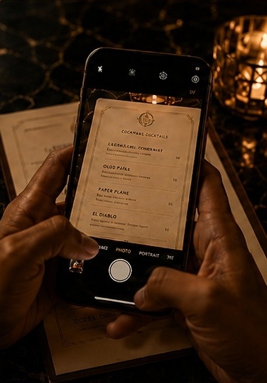 Scanning a drink menu with Drink Daddy